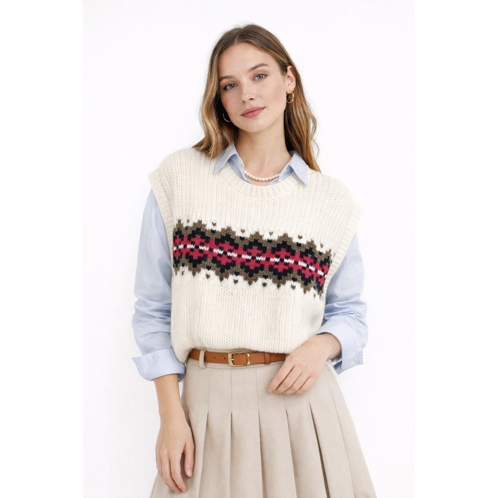 Oversized Stitches + Stripes Sheridan Sleeveless Pullover Sweater Vest S/M NEW